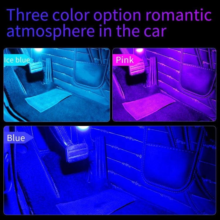 Car 4 in 1 USB RGB Foot LED Atmosphere Light, White Light, Ice Blue Light, Pink Light