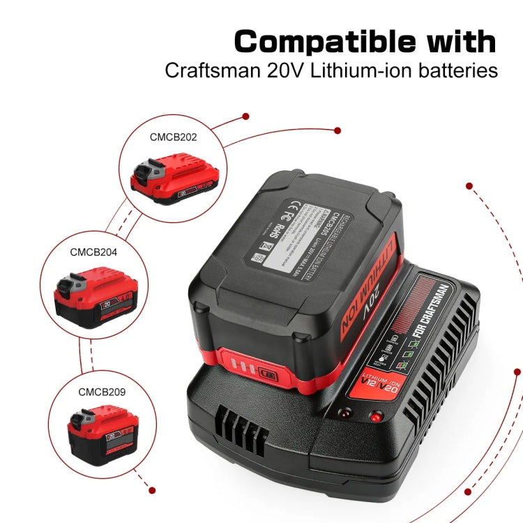 For Craftsman CMCB202 / CMCB204 / CMCB209 Electric Tool 20V Lithium Battery Charger, US, EU, UK, AU