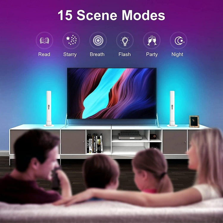 2pcs/box RGB Desktop Background Music Rhythm Pickup Ambient Light, Bluetooth, WiFi