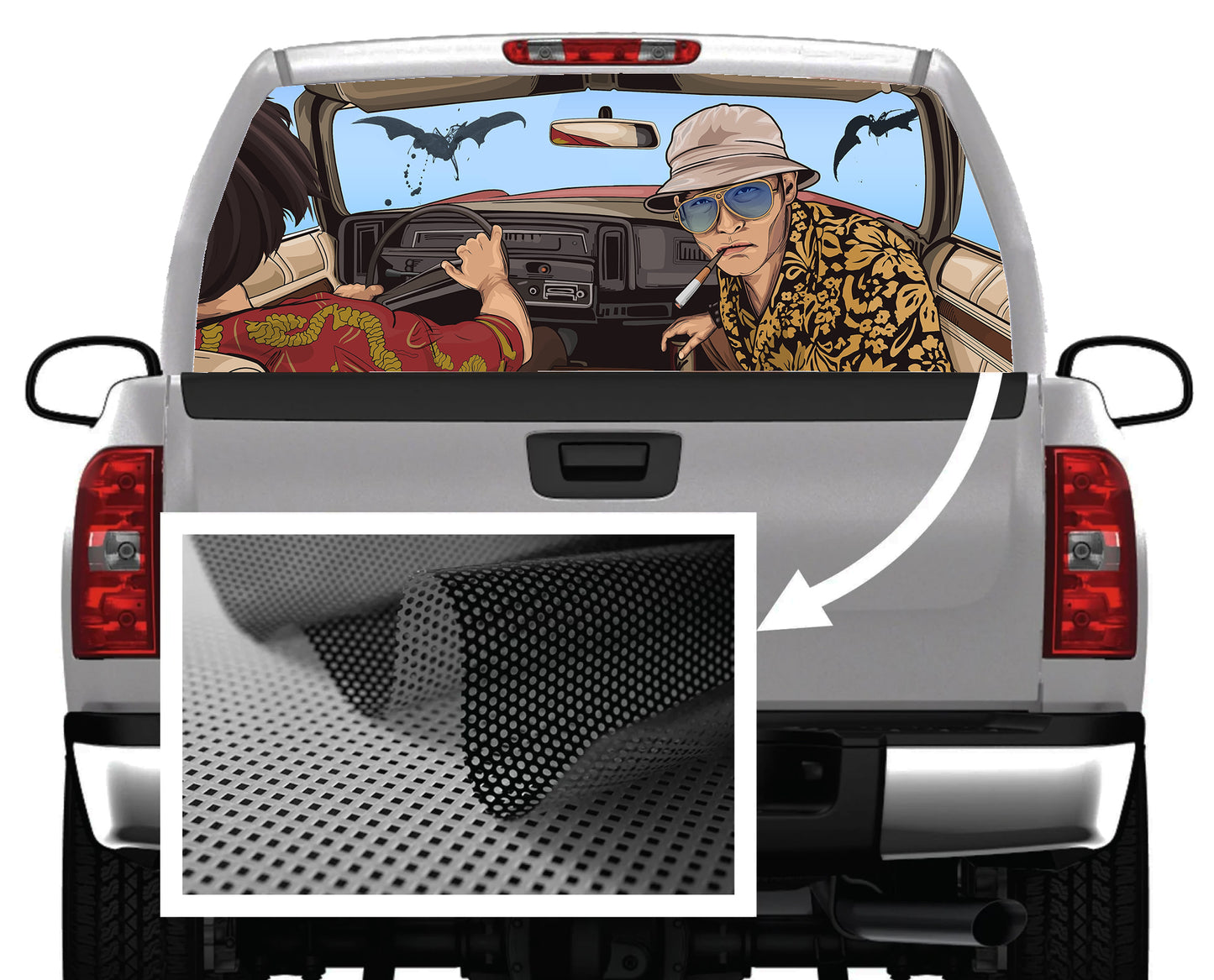 54x24 inch Cult Classic Perforated Window Decal "Somewhere Around Barstow"