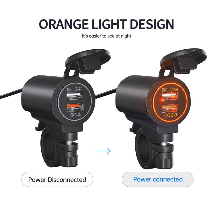 ZH-723F5 Car / Motorcycle QC3.0 Cell Phone Fast Charging Dual USB Car Charger