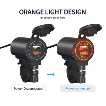 ZH-723F5 Car / Motorcycle QC3.0 Cell Phone Fast Charging Dual USB Car Charger