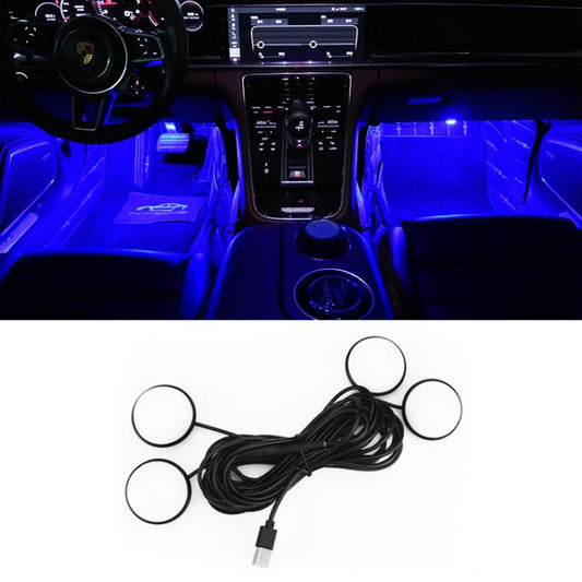 Car 4 in 1 USB RGB Foot LED Atmosphere Light, White Light, Ice Blue Light, Pink Light