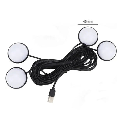 Car 4 in 1 USB RGB Foot LED Atmosphere Light, White Light, Ice Blue Light, Pink Light