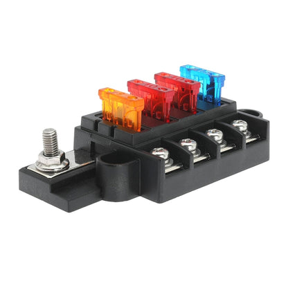 4 Way Fuse Block with Fuses and Terminals, 4 Way
