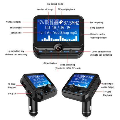 BC32 Dual USB Charging Bluetooth Hand-free Car Charger FM Transmitter MP3 Music Player Car Kit, Support Hands-Free Call & Micro SD Recording & Voltage Detection, BC32