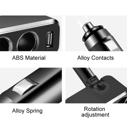 SHUNWEI SD-1909 80W 0.8A Car 2 in 1 USB Charger 90 Degree Free Rotation Cigarette Lighter, SD-1909, SD-1909 (Black)