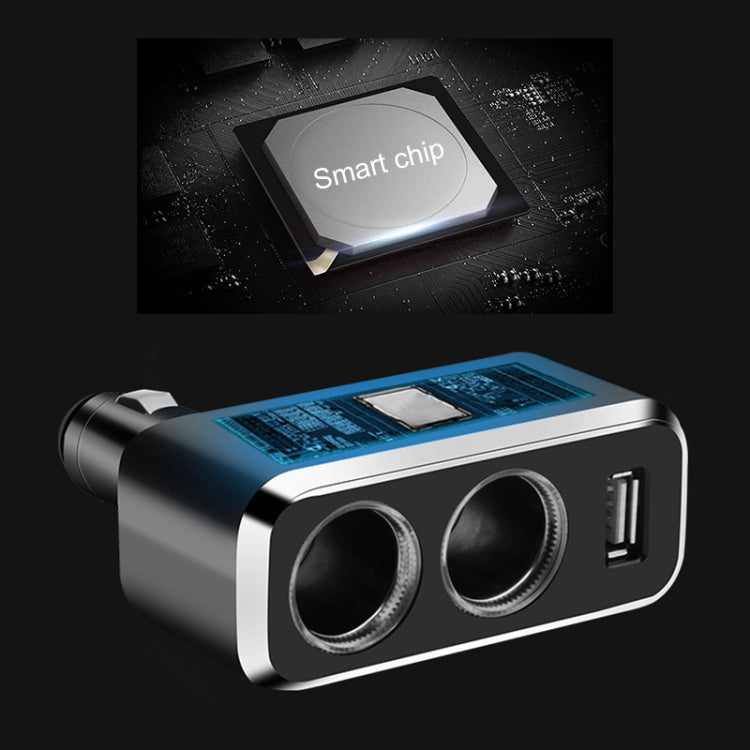 SHUNWEI SD-1909 80W 0.8A Car 2 in 1 USB Charger 90 Degree Free Rotation Cigarette Lighter, SD-1909, SD-1909 (Black)