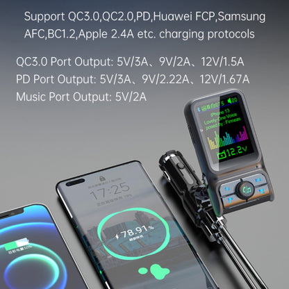 BC85 Colorful Screen Car Bluetooth 5.0 FM Transmitter MP3 Player, BC85