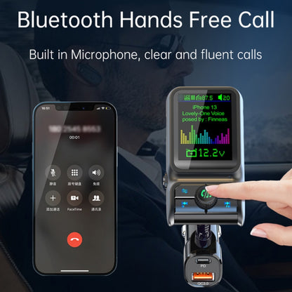 BC85 Colorful Screen Car Bluetooth 5.0 FM Transmitter MP3 Player, BC85