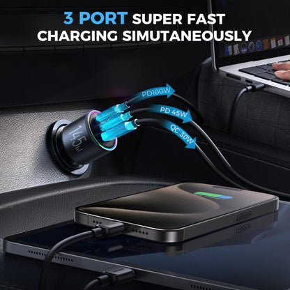 JOYROOM JR-CCN07 145W Dual PD+QC3.0 3-Port Car Charger, JR-CCN07