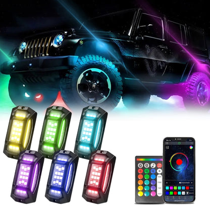 G6 RGB Colorful Car Chassis Light LED Music Atmosphere Light With 24-Button Remote Control, 6 in 1