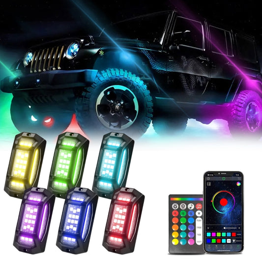 G6 RGB Colorful Car Chassis Light LED Music Atmosphere Light With 24-Button Remote Control, 6 in 1
