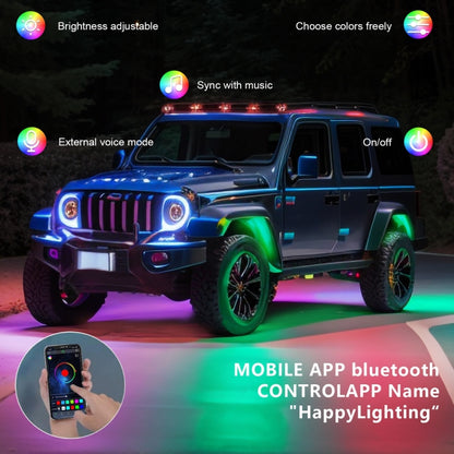 G6 RGB Colorful Car Chassis Light LED Music Atmosphere Light With 24-Button Remote Control, 6 in 1