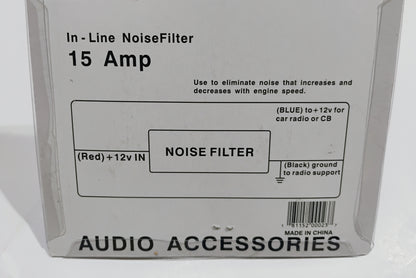 15 AMP In-Line Noise Filter Hum and Engine Noise Suppressor for Car Audio