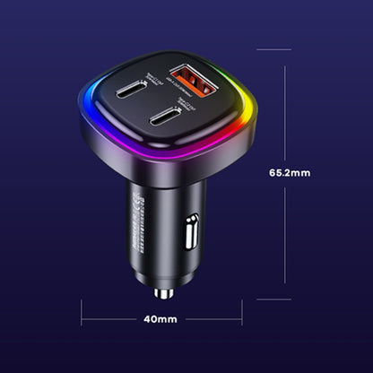 REMAX RCC330 Earl Series 3 in 1 Car 66W PD Fast Charger with Indicator Light, RCC330