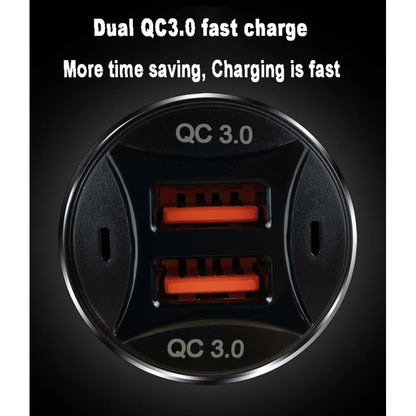 TE-092 36W Dual QC3.0 USB Fast Car Charger + USB to Micro USB Data Cable Set, TE-092 with Micro USB Cable