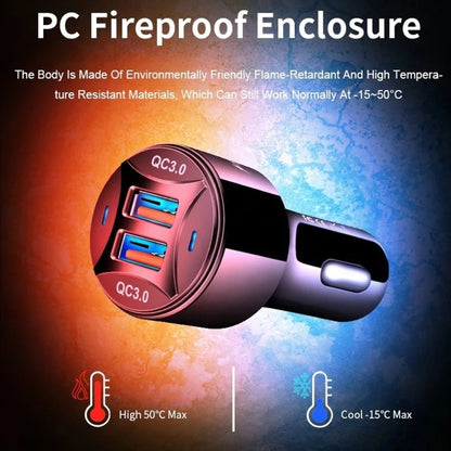 TE-092 36W Dual QC3.0 USB Fast Car Charger + USB to Micro USB Data Cable Set, TE-092 with Micro USB Cable