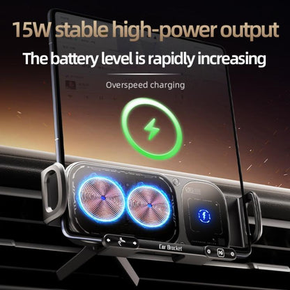 SD01 Car Air Vent Mount Dual Coil Rotating Phone Stand 15W Wireless Charger Phone Holder, SD01 Grey