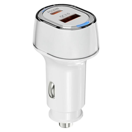 A6 USB and Type-C Dual Port Car Charger QC3.0 + PD 30W Fast Charger with Ambient Light, A6