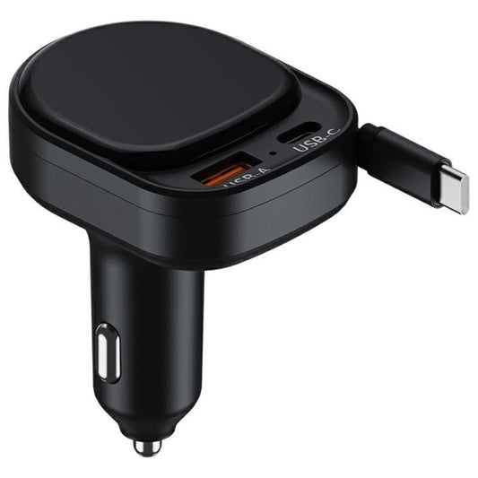 K8 PD 20W and QC 18W Fast Charger USB-A and USB-C Dual Port Car Charger with Retractable Type-C Cable, K8