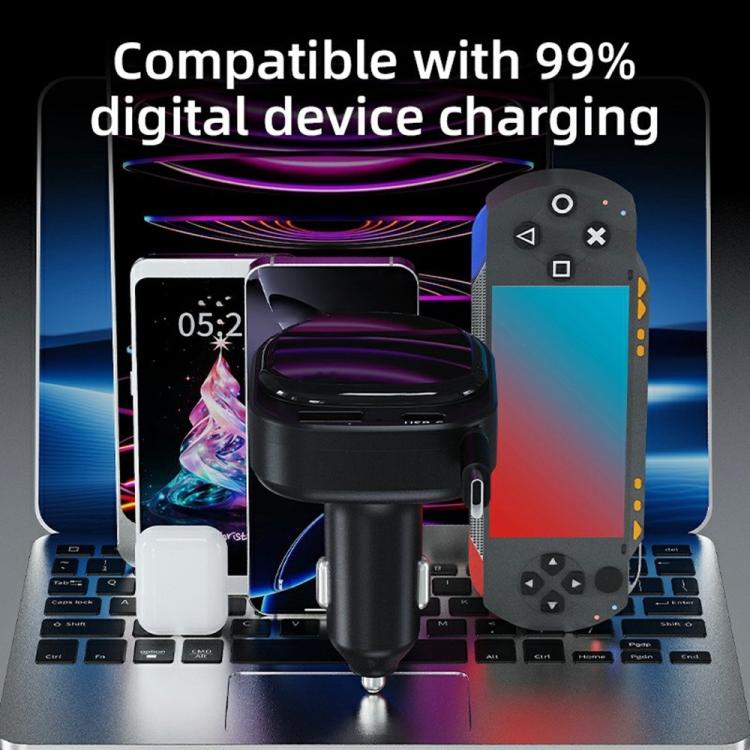K8 PD 20W and QC 18W Fast Charger USB-A and USB-C Dual Port Car Charger with Retractable Type-C Cable, K8