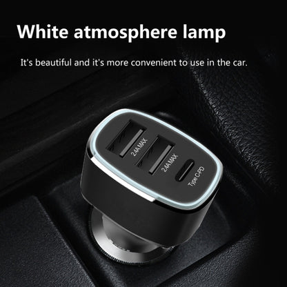 QIAKEY GT690C Dual USB + USB-C / Type-C Aluminum Alloy Three-Hole Car Charger, Black, Gray