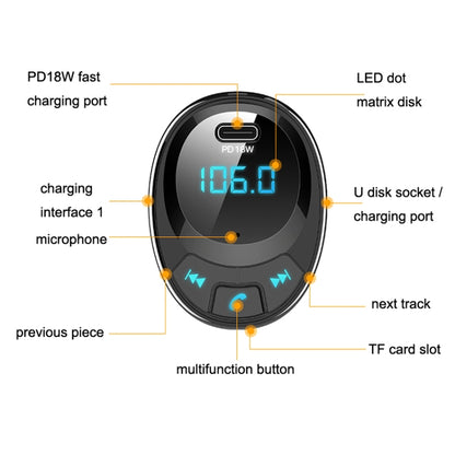 BT09 Car Bluetooth MP3 Digital Display Dual USB Charger, BT09