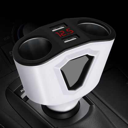 3.1A Dual USB Digital Display Multi-Function Driving Recorder Universal Automotive Charger, White, Black