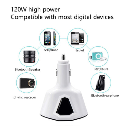 3.1A Dual USB Digital Display Multi-Function Driving Recorder Universal Automotive Charger, White, Black