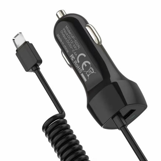 522AL Fast Charging With Cable Car Charging, Output Interface:, 8 Pin (Black), 8 Pin (White), Type-C/USB-C (Black), Type-C/USB-C (White), Micro USB (Black), Micro USB (White)