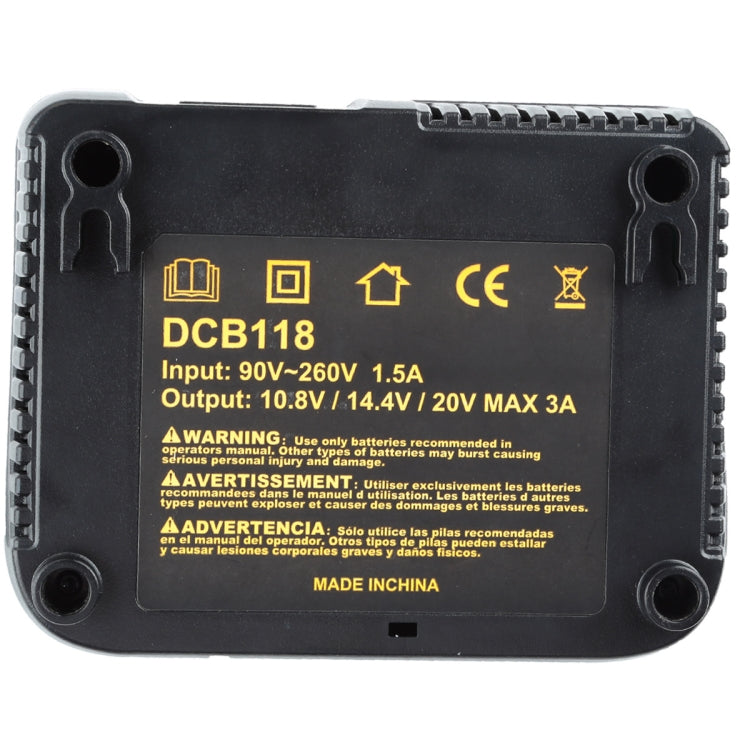 DCB118 For Dewalt 12V-20V Electric Tool Battery Charger, US (Black), EU (Black), UK (Black), AU (Black), US (Yellow), EU (Yellow), UK (Yellow), AU (Yellow)