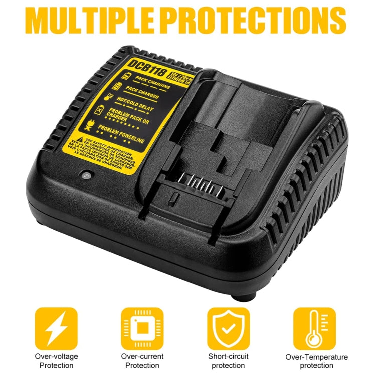 DCB118 For Dewalt 12V-20V Electric Tool Battery Charger, US (Black), EU (Black), UK (Black), AU (Black), US (Yellow), EU (Yellow), UK (Yellow), AU (Yellow)