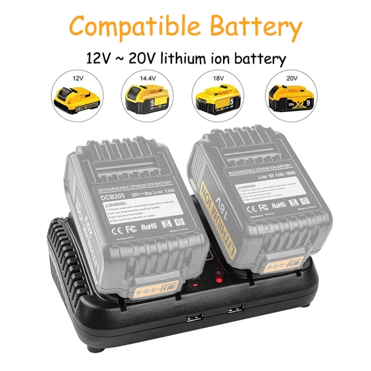 DCB102 For DeWalt 10.8V-20V Lithium Battery Dual Charger, US, EU, UK, AU