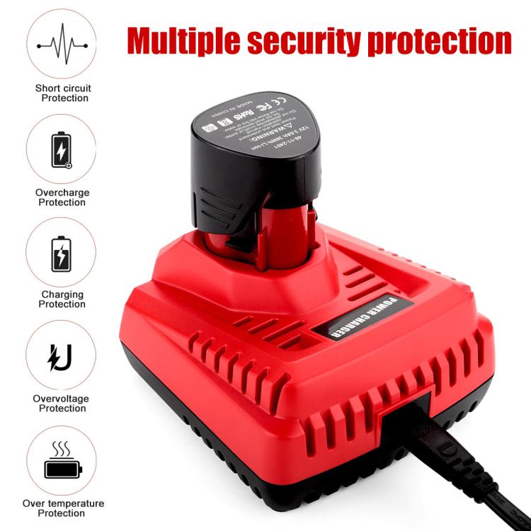 N12 For Milwaukee 10.8/12V Electric Tool Lithium Battery Fast Charger, US, EU, UK, AU