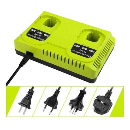For RYOBI P108 / P117 12-18V Lithium Nickel Battery Dual Port Charger, EU, US, UK, AU