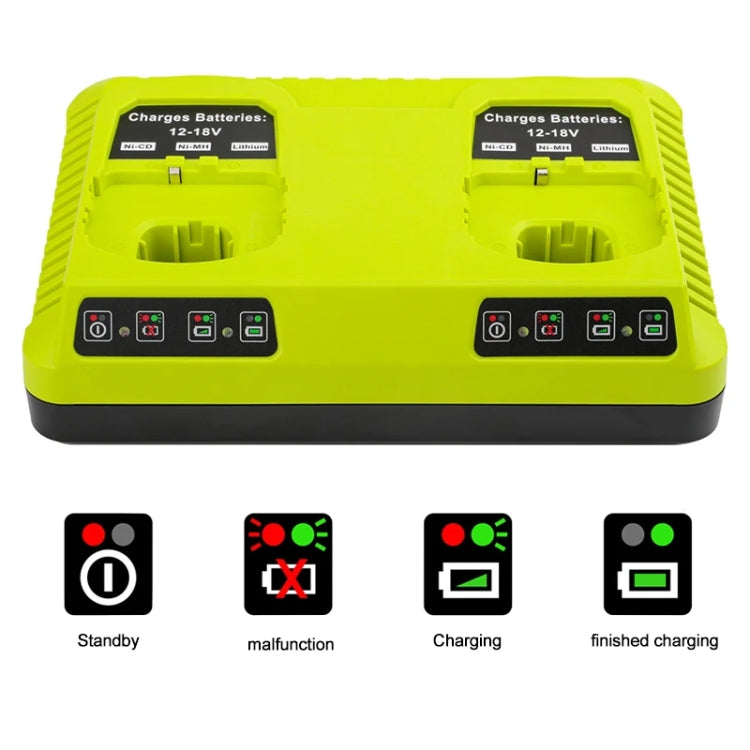 For RYOBI P108 / P117 12-18V Lithium Nickel Battery Dual Port Charger, EU, US, UK, AU