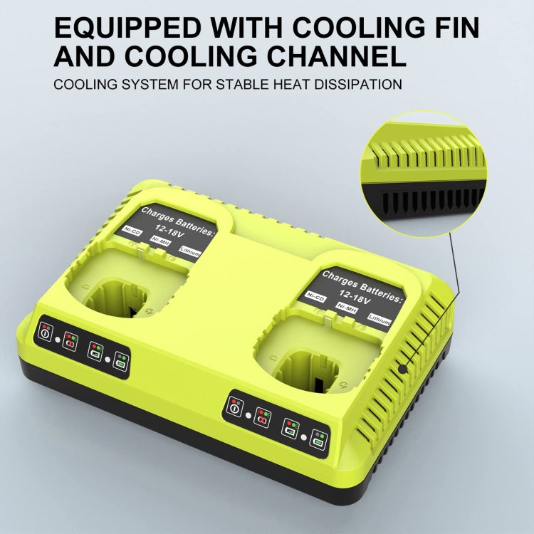 For RYOBI P108 / P117 12-18V Lithium Nickel Battery Dual Port Charger, EU, US, UK, AU
