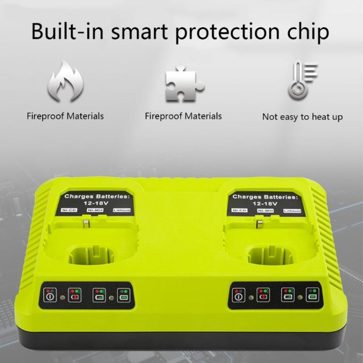 For RYOBI P108 / P117 12-18V Lithium Nickel Battery Dual Port Charger, EU, US, UK, AU