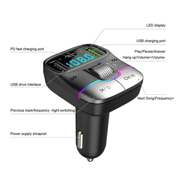 Car Bluetooth MP3 Player Fast Charging Charger, GZ01