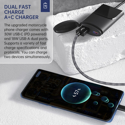 Motorcycle PD+USB Fast Charging Mobile Phone Charger Rearview Mirror Extension Bracket