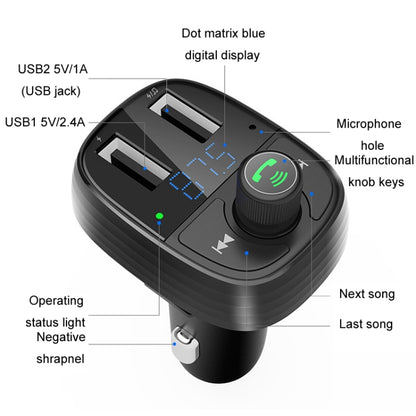 Car Bluetooth Fast Charger Receiver Auto One To Two Charger Cigarette Lighter, S-10