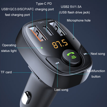 36W Car Bluetooth MP3 Player FM Transmitter Multifunctional Car Charger, S-15PD