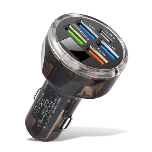 5 in 1 3-line Multi-port Car Charger With Digital Voltage Display