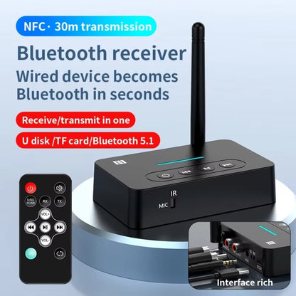 D9 2-in-1 Old-fashioned Audio Car Bluetooth Receiver Transmitter NFC Music Bluetooth Adapter, D9 2-in-1