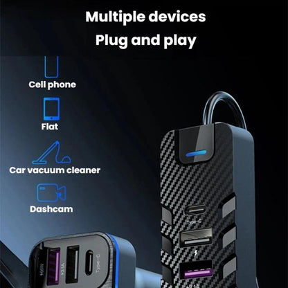 YQ2 6-Port Multi-Function Car Phone Charger 66W Fast Charging Car Charger With Cable, YQ2