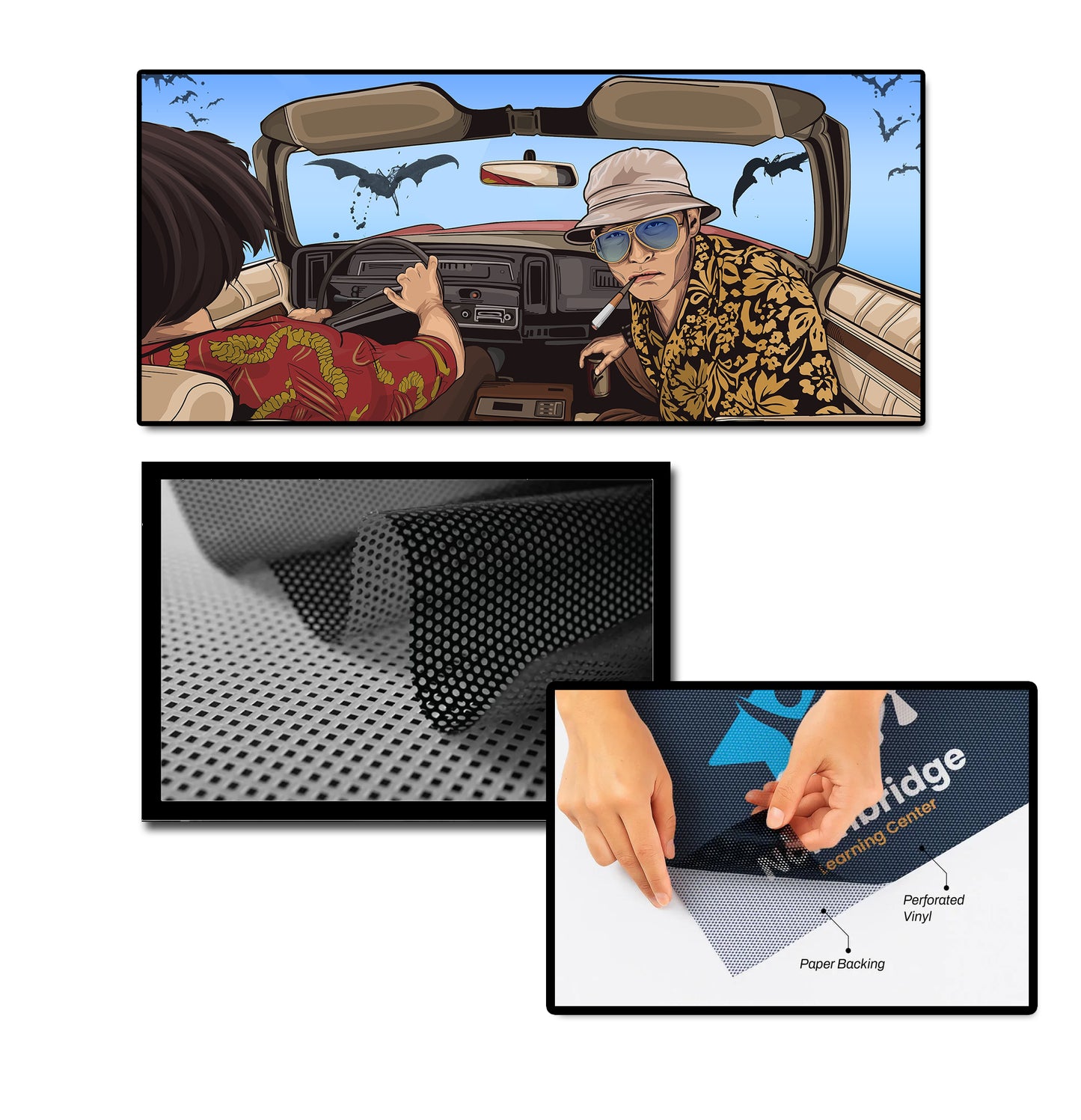 54x24 inch Cult Classic Perforated Window Decal "Somewhere Around Barstow"