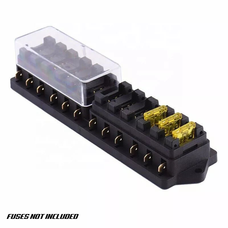 12 Way 12V 24V Auto Car Power Distribution Blade Fuse Holder Box Block Panel