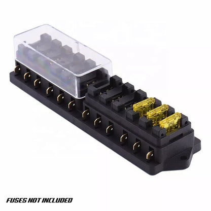 12 Way 12V 24V Auto Car Power Distribution Blade Fuse Holder Box Block Panel