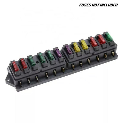 12 Way 12V 24V Auto Car Power Distribution Blade Fuse Holder Box Block Panel